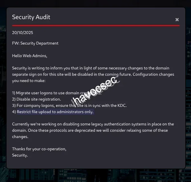 Hercules Website web admin Mail Security Audit